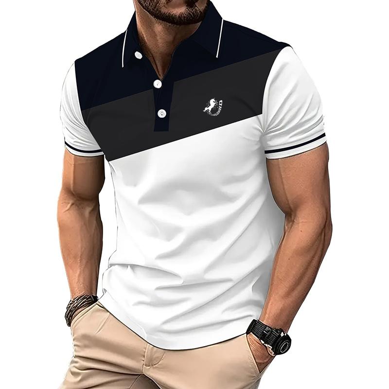 Herren Sommer Poloshirt Lässig Kurzarm Poloshirt Spell Color Knopf Persönlichkeit Poloshirt Herren Oberteile Poloshirt M