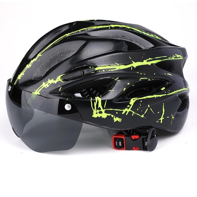 Neuer Fahrradhelm, Antikollisions-Sport-Fahrradhelm mit Rücklicht, tragbar, leicht, ultraleicht, verstellbar, für Erwachsene grün/schwarz
