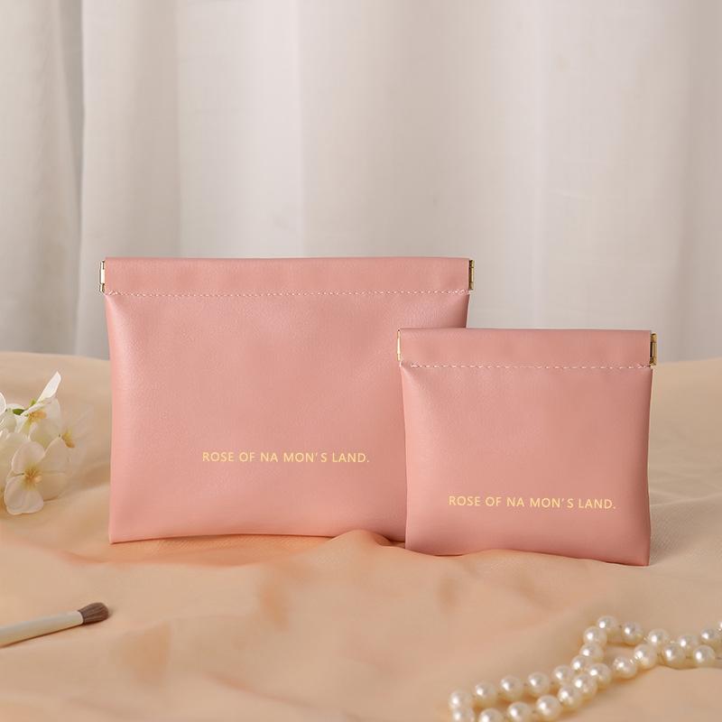 Automatisch schließende Aufbewahrungstasche Lippenstifttasche PU-Leder Kabel-Organizer-Tasche Versiegelung Münzen Schlüssel Schmuck Kopfhörer Aufbewahrungs-Organizer-Tasche Mini Tragbar