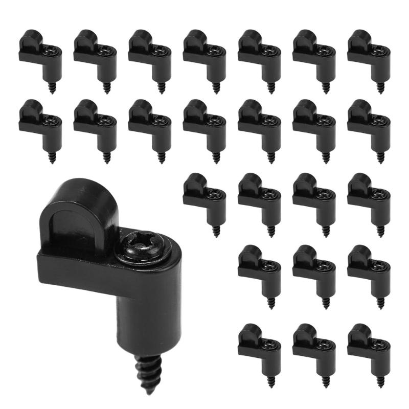 Nylon Fliegengitter Halterungen & Metallschrauben Wetterfeste Fliegengitter Clips Befestiger Set mit 24 Stück zur Rahmenstabilisierung schwarz