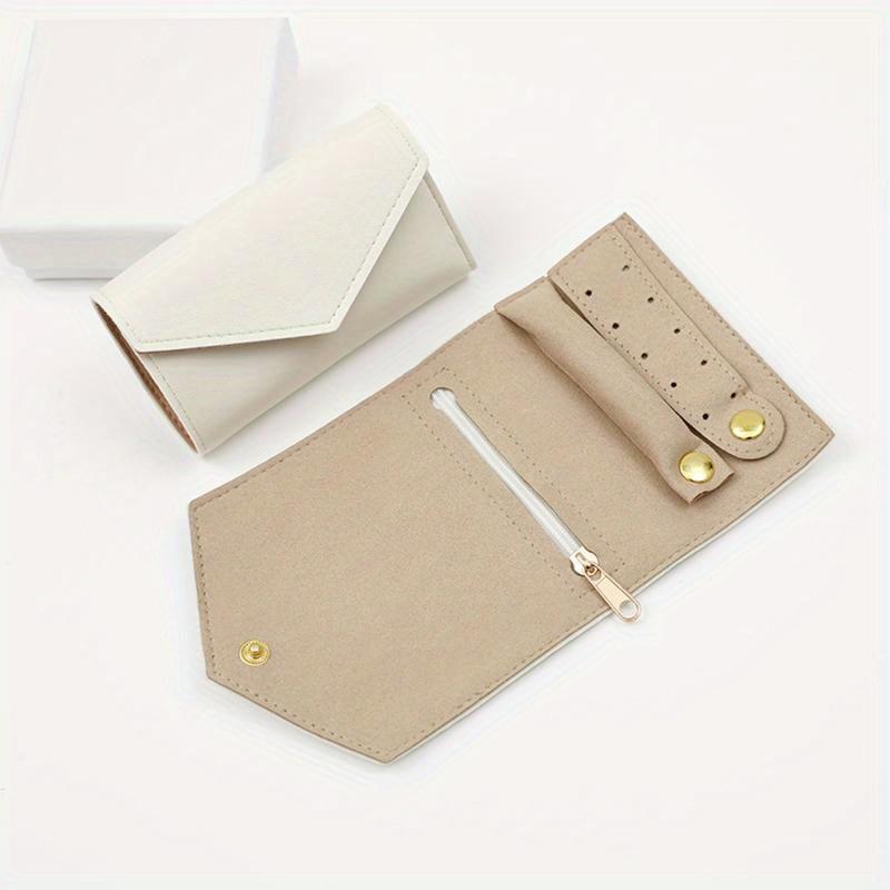 Tragbar für die Reise Ohrringe Ringe Halsketten Broschen Faltbare Aufbewahrungstasche Mini Rolle Schmuckkoffer Reise Schmuck Organizer 1pc weiß