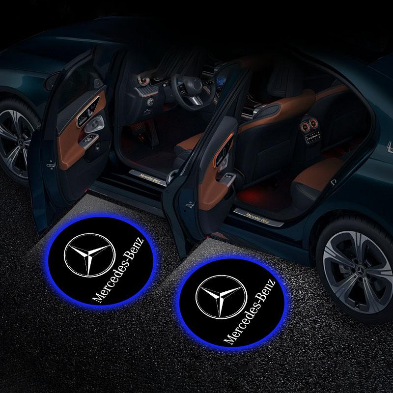 2 Stück/Set HD LED Begrüßungslicht Autotür Projektorlampen Autozubehör Für Mercedes Benz C63 W117 Cla45 W205 W212 E63 W207 W176 A45 X156 Gla45 AMG Benz black