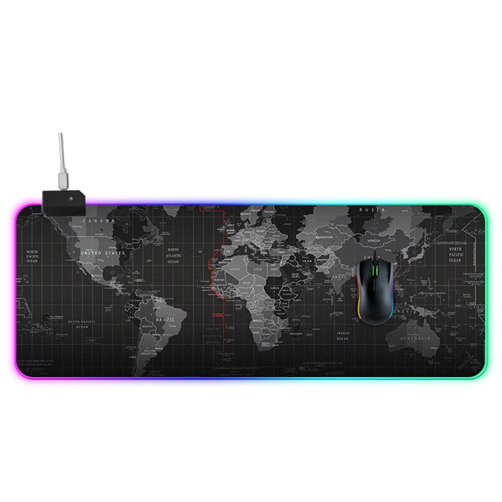 LEDs RGB Mauspad Mousepad 14 Beleuchtungsmodi Gaming Extra großes, weiches, erweitertes, rutschfestes Mousepad für PC Laptop 900&400&4mm schwarz