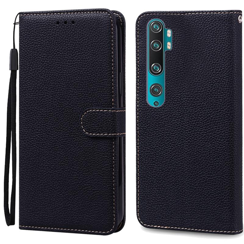 Mi Note 10 Hülle für Xiaomi Mi Note 10 Hülle Leder Brieftasche Flip Case für Xiaomi Mi Note 10 Pro Cover Fundas CC9 Pro Handyhüllen for Mi Note 10 schwarz