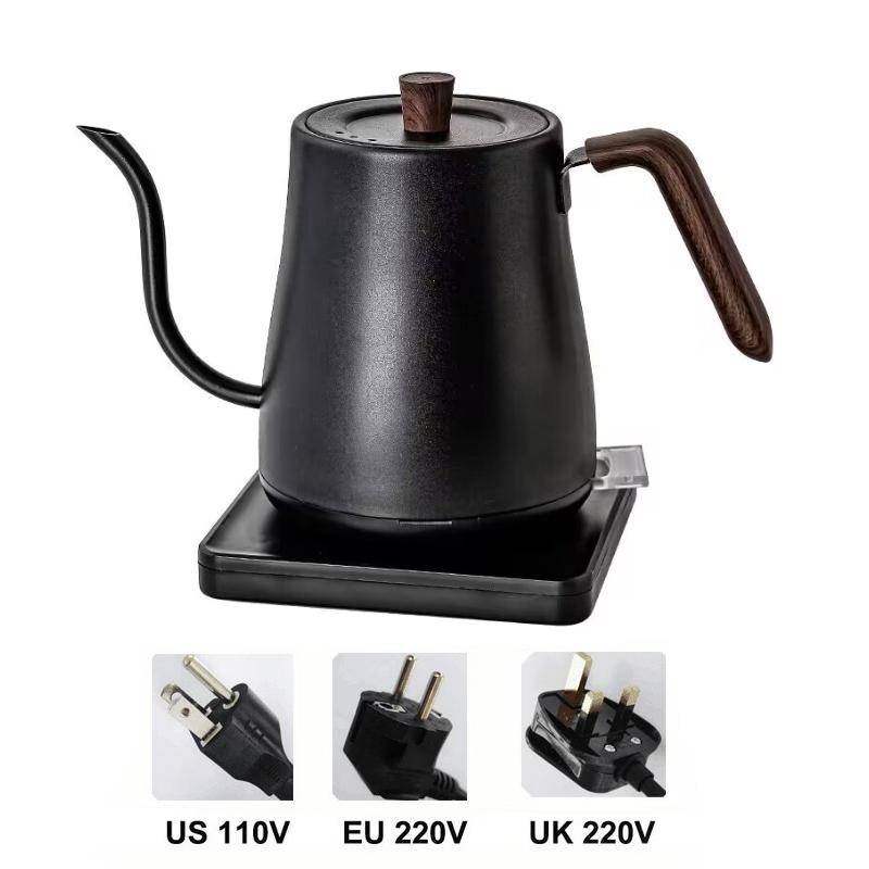 1000W Schwanenhals-Wasserkocher 0,8L Kaffeekanne Elektrischer Warmwasserbereiter Teekanne Tragbarer Wasserkocher Krug Schlanker Mundtopf 110V/220V EU schwarz
