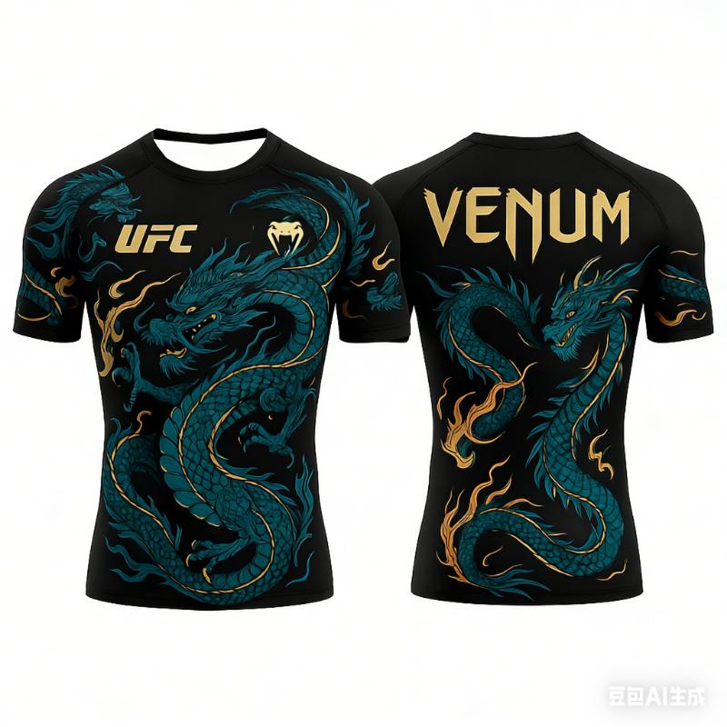 2026 Neues Heißverkauf UFC Boxkampf T-Shirt Sommer Lässig Atmungsaktiv Sport Übergröße Schnelltrocknend Kurzarm 2XL