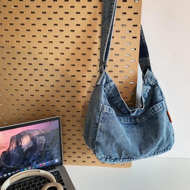Damen Jeanstasche mit großem Fassungsvermögen, verstellbarer Umhängetasche, Vintage-Umhängetasche, lässige Shopper-Tasche 2024 Neu blau