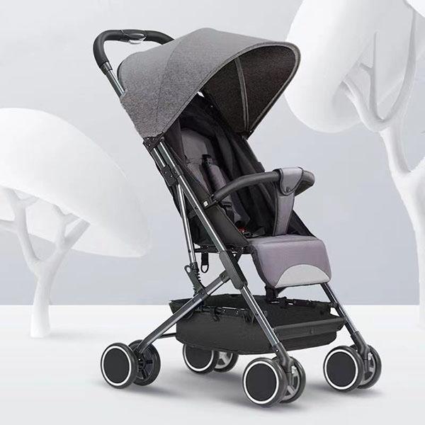 Luxus-Kinderwagen, tragbarer Reise-Kinderwagen, faltbar, großer Kinderwagen, hochwertiger multifunktionaler Baby-Regenschirmwagen, Kinderwagen 85*49*97cm grau