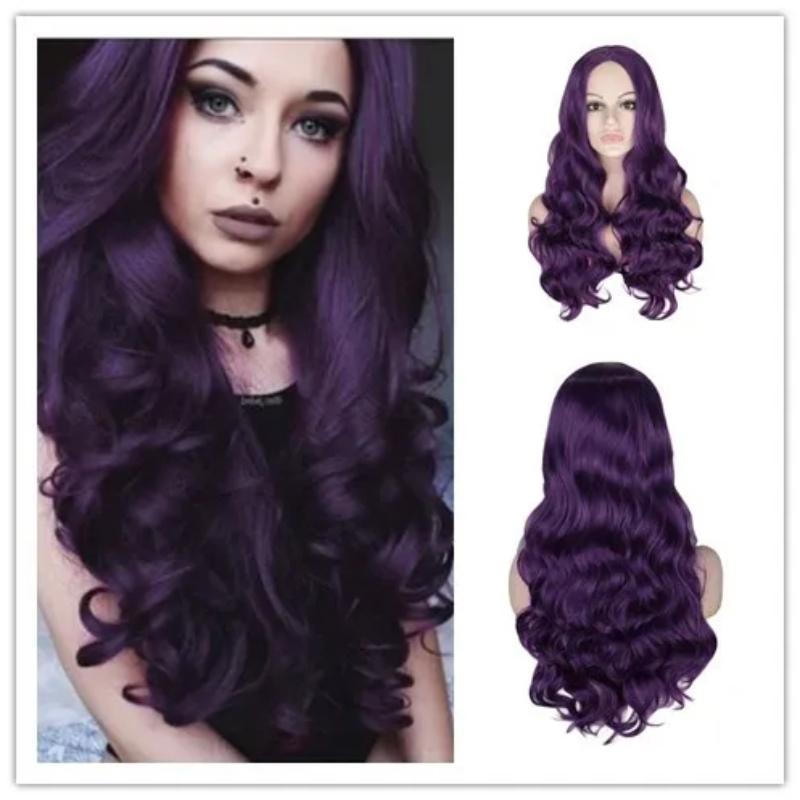 Lange gewellte Ombre-Blondine-Perücke, natürlicher zweifarbiger Mittelteil, hitzebeständiges Haar, synthetische Perücken für afroamerikanische Frauen 26inches gray
