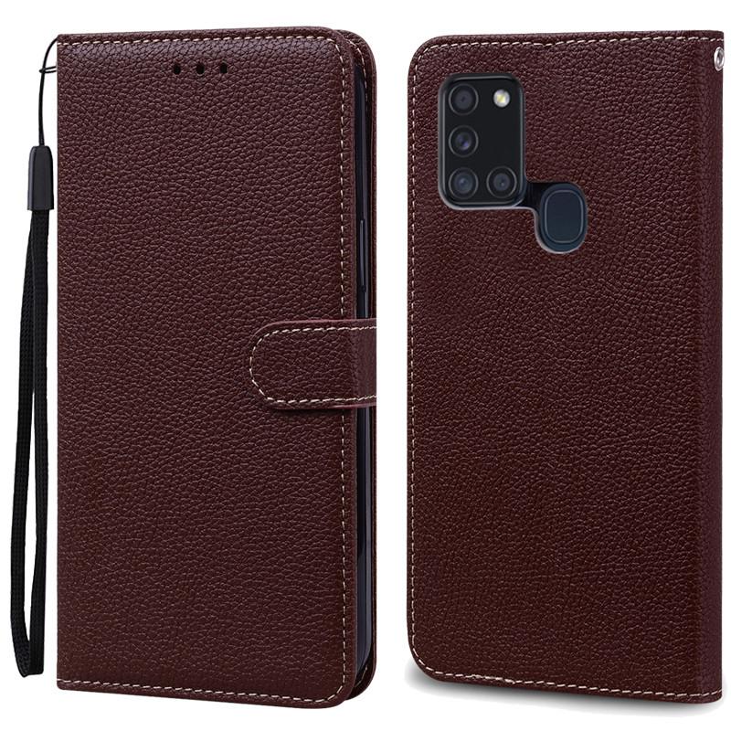 A21S Hülle Für Samsung Galaxy A21S Hülle Brieftasche Leder Flip Hülle Für Samsung A21S Hülle A 21s A217F Weiche Silikonhülle Fundas For Samsung A21S kaffeebraun