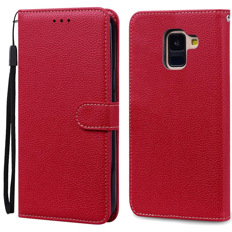 A8 Plus Hülle für Samsung Galaxy A8 2018 Hülle A530F SM-A530F Brieftasche Flip Lederhülle für Samsung A8 Plus 2018 A8+ A730F Hülle A8 Plus 2018 A730F dunkelrote