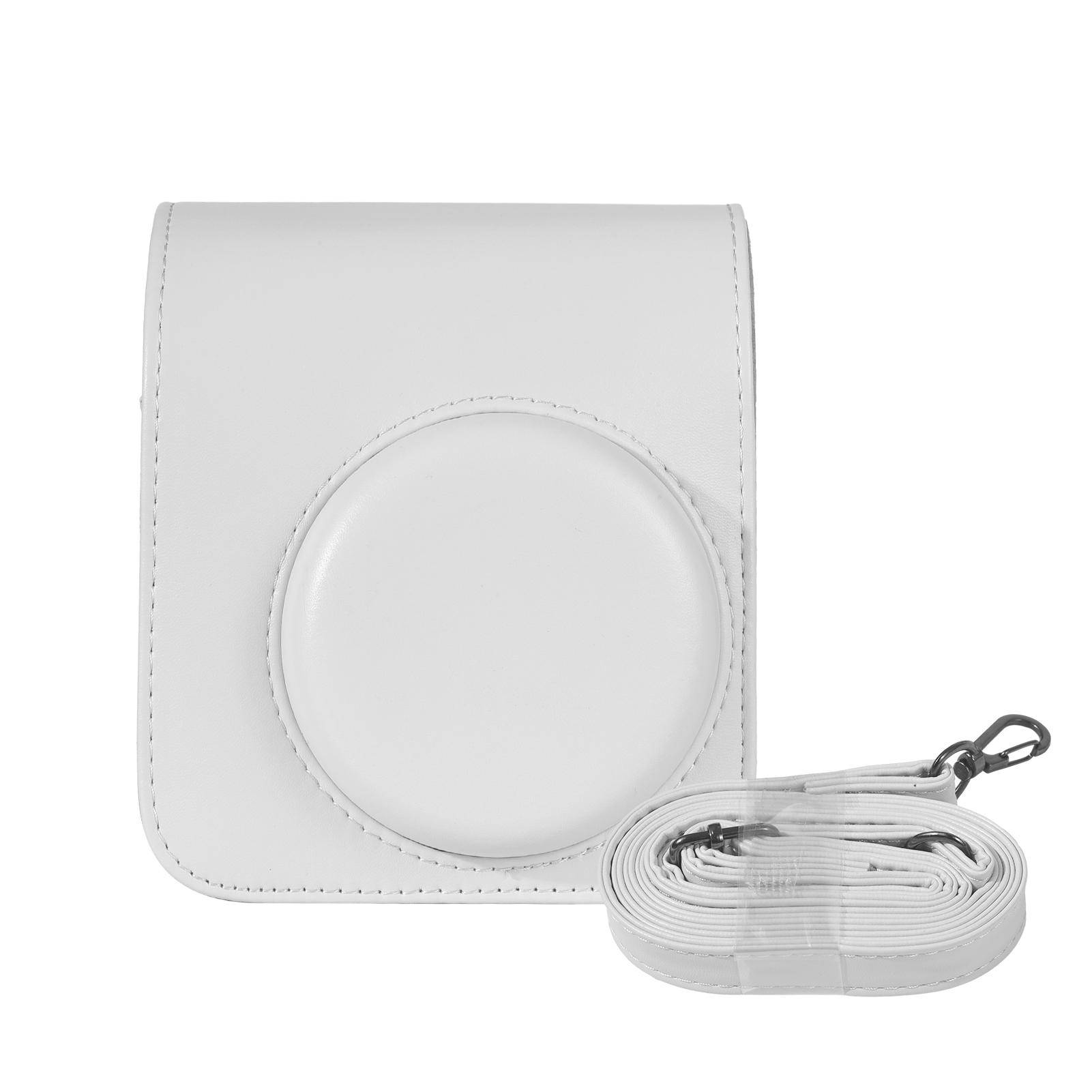 Sofortbildkamera-Schutzhülle, Kamera-Aufbewahrungstasche aus PU-Leder mit abnehmbarer, verstellbarer Schulter weiß