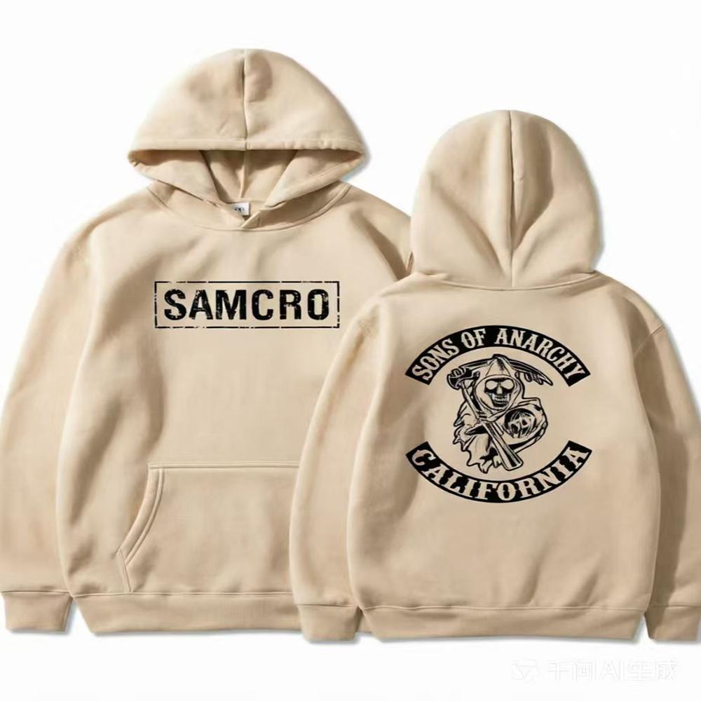 Sons of Anarchy SAMCRO Doppelseitiger Druck Streetwear Männer Frauen Harajuku Marke Design Hoodie Herren Übergroße Pullover Sweatshirt XXL khaki