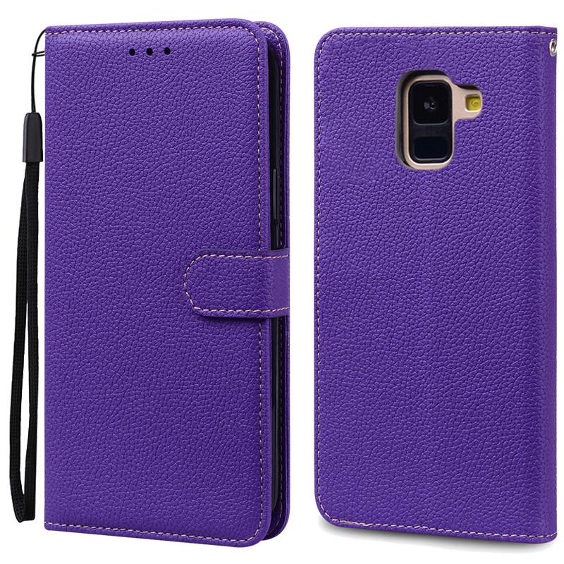 A8 Plus Hülle für Samsung Galaxy A8 2018 Hülle A530F SM-A530F Brieftasche Flip Lederhülle für Samsung A8 Plus 2018 A8+ A730F Hülle A8 2018 A530F dunkelviolette