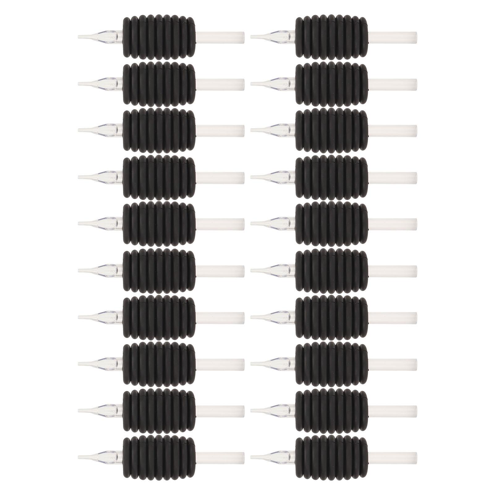 20 Stück Einweg-Tattoo-Tubusgriff Schwarz 5RT Leichtgewicht Verhindert Rutschen Silikon-Tattoo-Tubusgriff