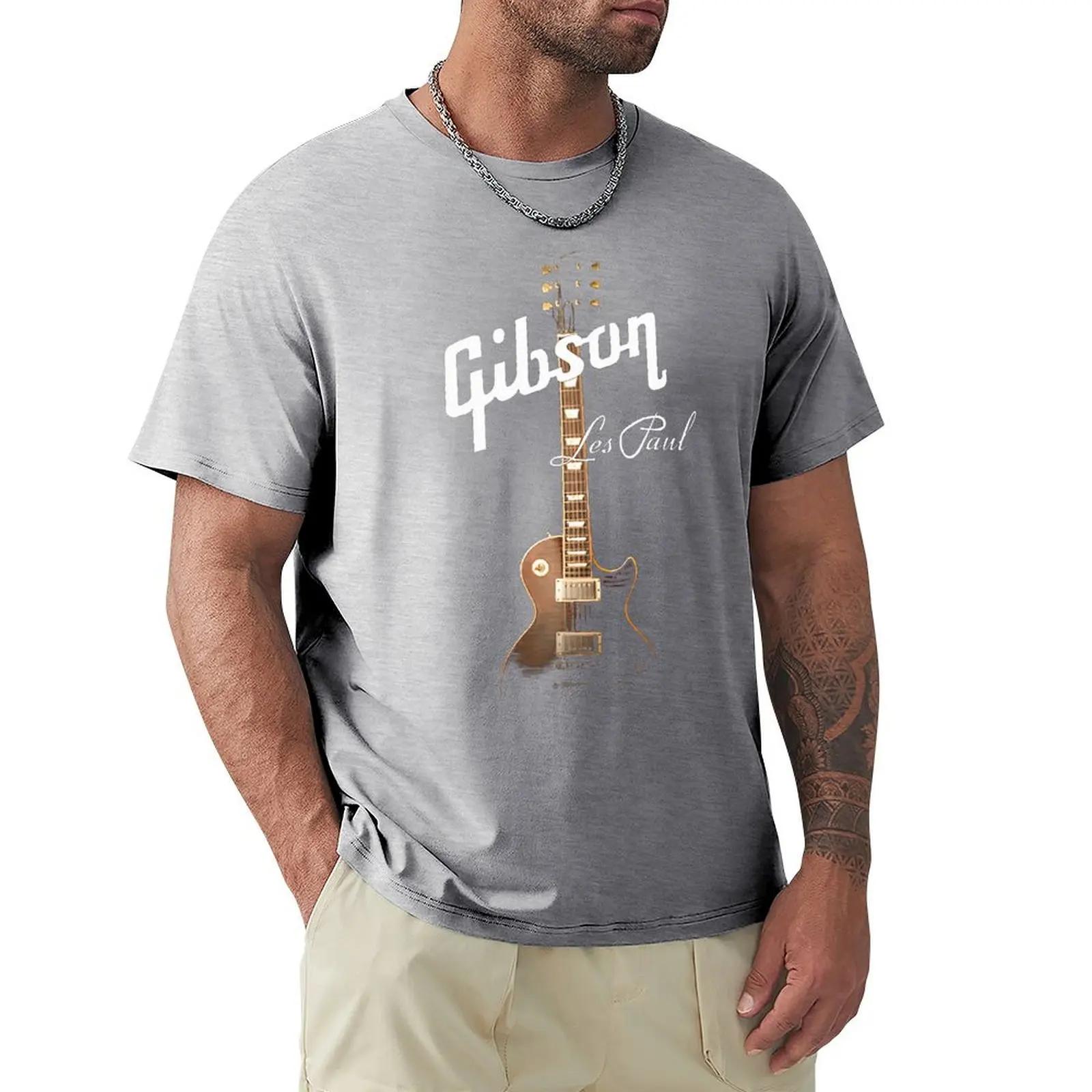 Coole Gibson Gitarre T-Shirts Graphic Tee Herren Gibson T-shirts Rock Grunge Musik Liebhaber T-shirts Hipster Tops Hip Hop Casual Tops M graue