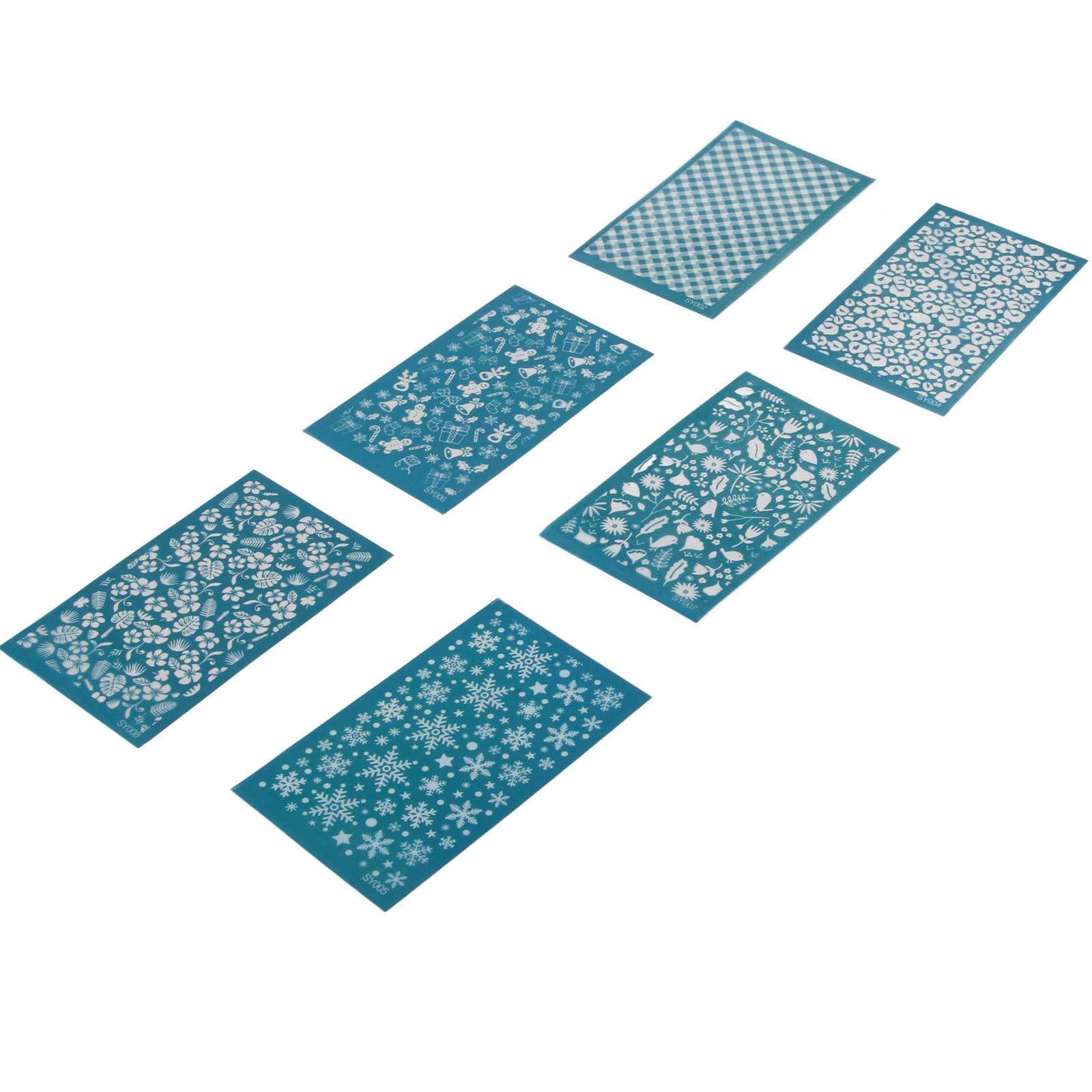 6 Stück Polymer Clay Siebdruckschablonen Ton Druckvorlagen Langlebig DIY Ton Siebdruck Set