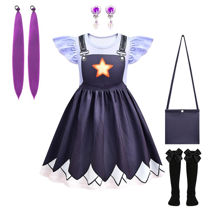 Abenteuerspiel Lily Anime Cosplay Kinderkleidung Halloween Geburtstagsparty Kostüm Mädchenkleid Weihnachten Karneval Kinderkostüm 11-12T (160) black