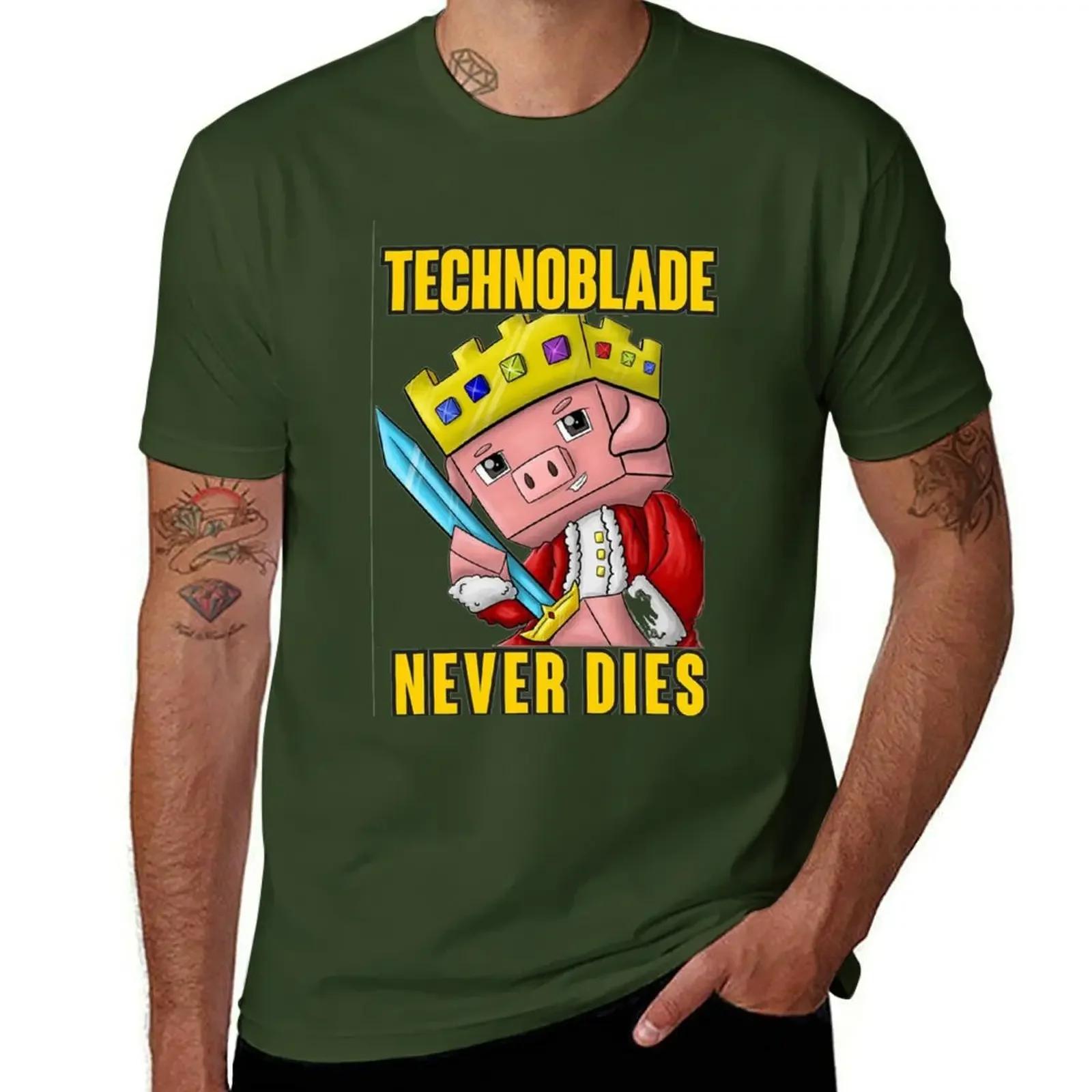 Technoblade Never Dies 2022 T-Shirt kundenspezifisch Übergrößen Oberteile Koreanische Mode Lustige Einfarbige Schwarze T-Shirts Herren M