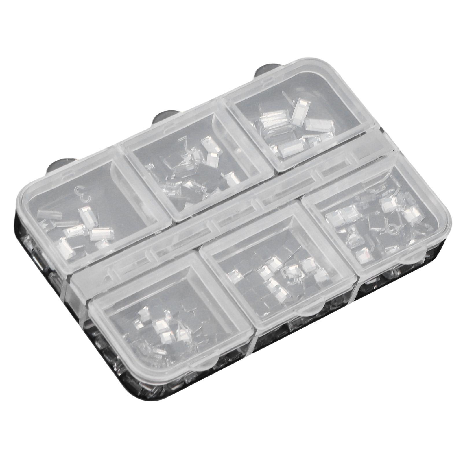 2 Boxen flache Strasssteine 6 Fächer DIY Modische quadratische rechteckige Nailart-Strasssteine