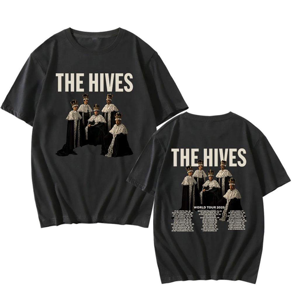 The Hives Welttournee 2025 T-Shirt Kurzarm Sommer Baumwoll-T-Shirts Mode Rockband Grafik T-Shirt Unisex Streetwear Herren T-Shirts S