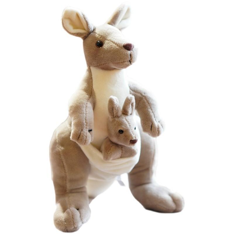 Niedlicher australischer Känguru-Plüschtier Spielzeug Mutter und Kind Puppe Simulation Tier Eltern-Kind Geburtstagsgeschenk 28CM