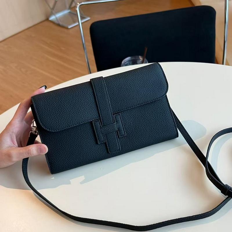 2025 neue Leder I-Schnalle langes dreifach gefaltetes Portemonnaie erste Schicht Rindsleder TOGO Leder Ledergeldbörse grenzüberschreitender Großhandel Trend 22-13*5CM schwarz