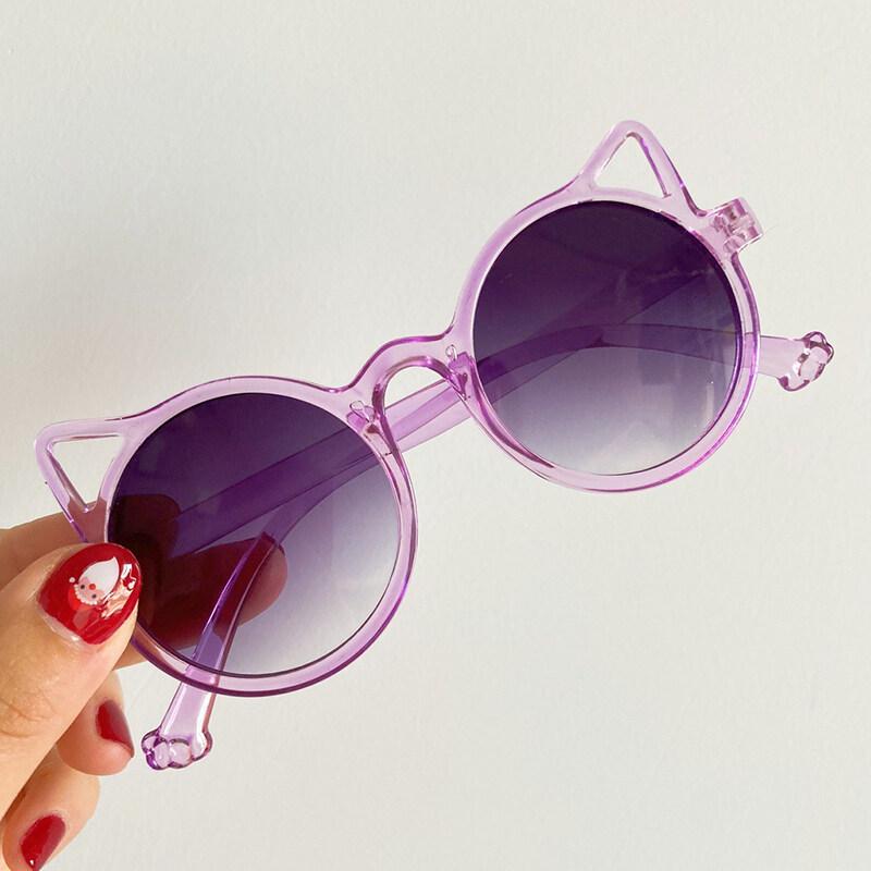 Neue Kinder-Sonnenbrille Mode Katzenohren Sonnenbrille Neue Sonnenbrille Kinderbrille nicht polarisiertes Modeaccessoire violett