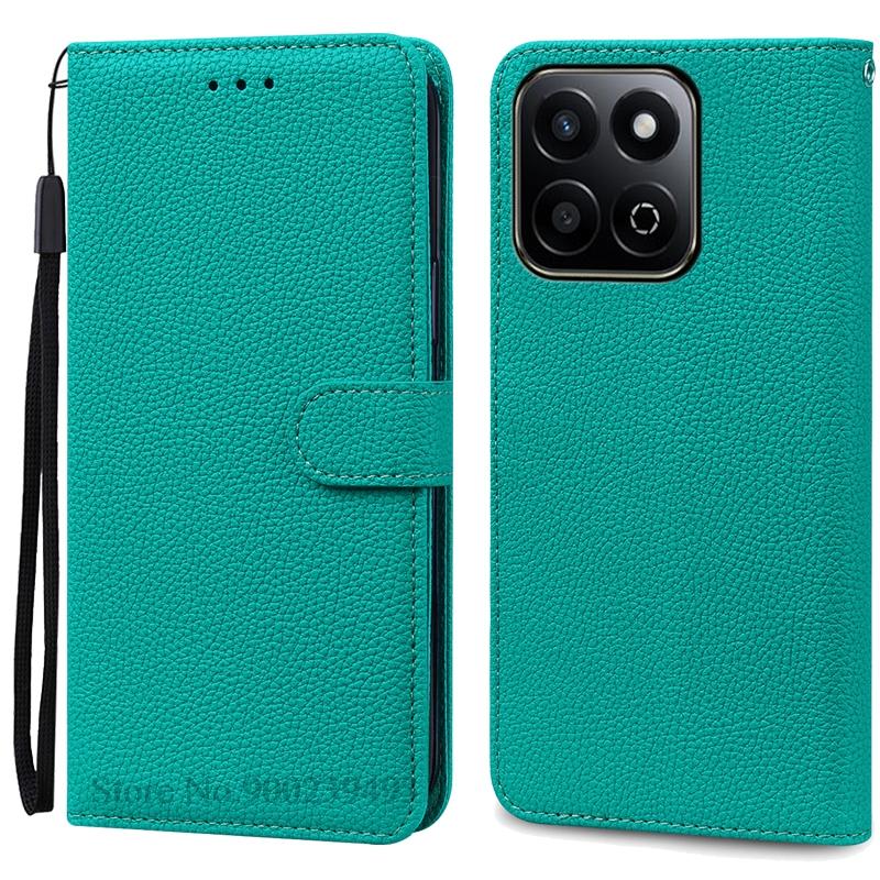 Für Honor 200 Smart Case Brieftasche Leder Flip Cover Für Honor 200 Smart 5G Case Telefonabdeckung Für Honor 200 Smart Fundas Coque For Honor 200 Smart cyanblau
