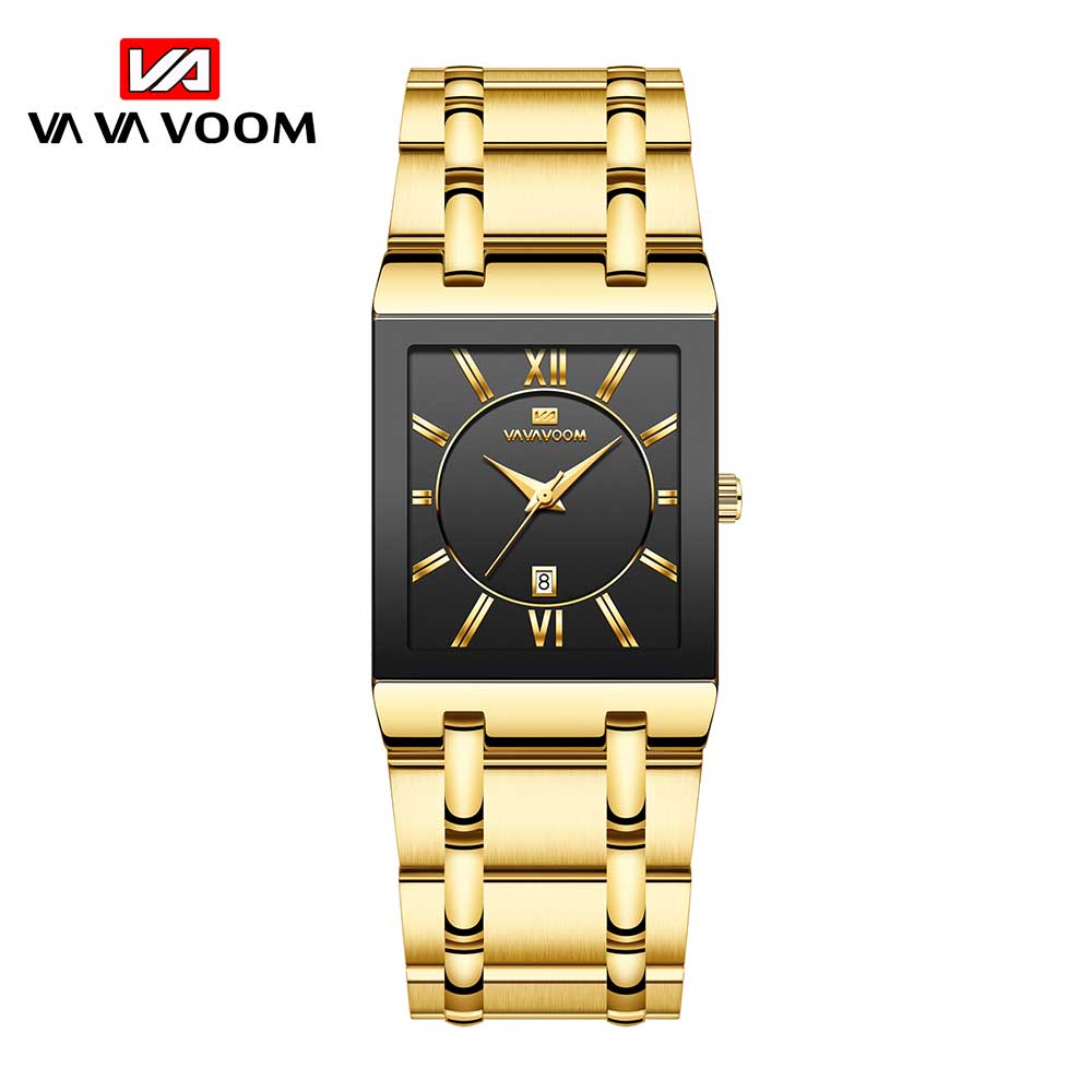 VA VA VOOM Relogio Masculino Sport Gold Uhr Männer Super Herren Uhren Top Marke Luxus Goldene Quarz Edelstahl 30 m Wasserdichte Armbanduhr gold/schwarz