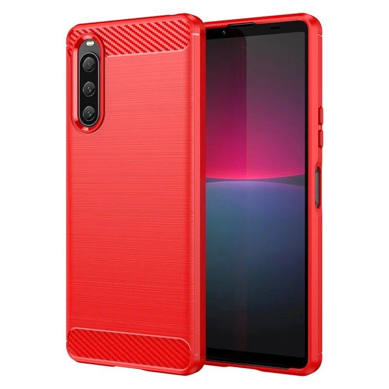 Kohlefaser-Hülle für Sony Xperia 1 5 10 i ii iii iv v Ace 2 3 Pro-i, stoßfeste Telefon-Rückseite für Sony 10 ii 5 iii 1 iv Funda For Xperia 1 IV rot