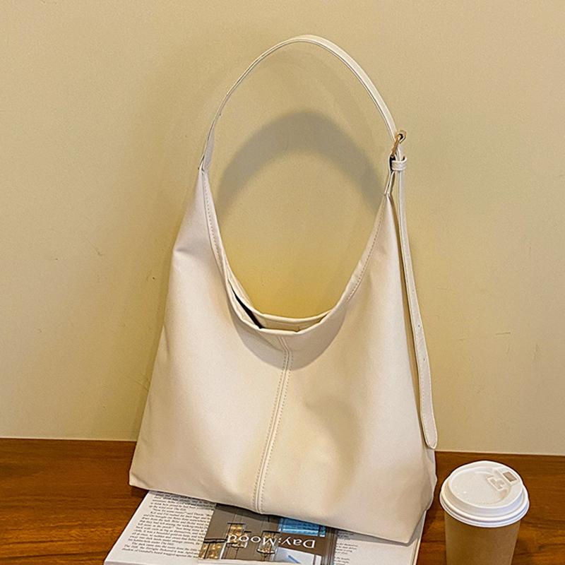 Vintage-Umhängetasche aus PU-Leder mit großem Fassungsvermögen für Damen, modische, weiche, einfarbige Umhängetasche für den Pendleralltag 35x12x38cm beige