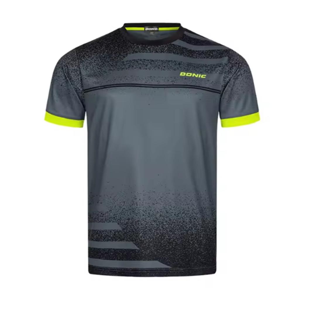 Herren Tischtennis T-Shirt Unterströmungsmuster Herren Sommer atmungsaktiv Badminton T-Shirt Tischtennis Kurzarm Schnelltrocknendes Top XL