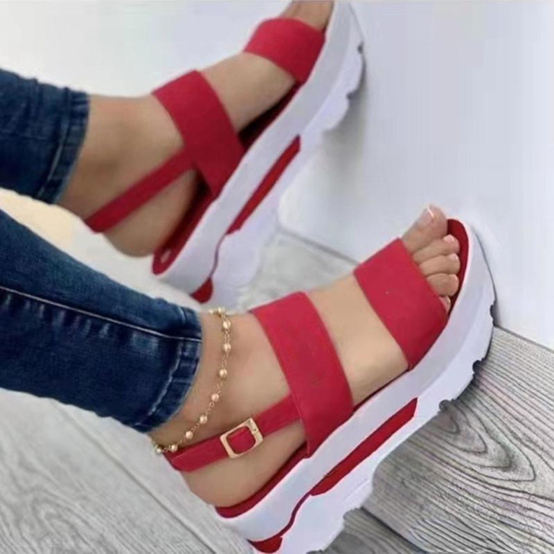 Frauen Sandalen Frauen Heels Sandalen Mit Plattform Schuhe Sommer Alias ​​Casual Keile Schuhe Für Frauen Elegant 42 rot