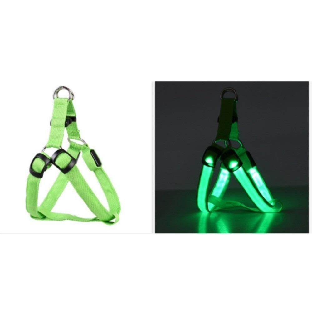 Verstellbares LED-Hundegeschirr Leuchtendes Hundegeschirr Leuchtende Hundeweste Leuchtender Haustier-Brustgurt Outdoor-Aktivitäten L grün
