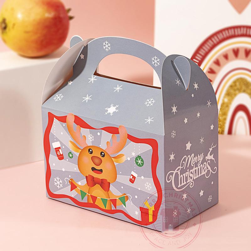 1 Stück 15,5×9×16,5cm Weihnachtsgeschenkbox Heiligabend-Geschenkbox Keksdose Süßigkeiten-Verpackungsbox Apfelbox Tragetasche 15.5x9x16.5cm