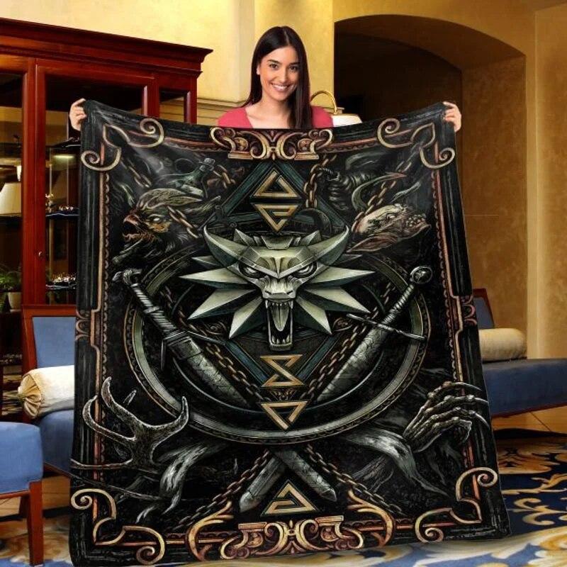 Decke für Gamer, Geschenk für Witcher-Spieleliebhaber, Drachenliebhaber, Geschenk, weiche Premium-Decke 75cm x 90cm