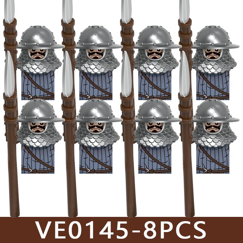 8 Stück Mittelalterliche Burg Ritter Soldaten Figuren Bausteine Infanterie Legion Imperium Krieger Bogen Schwert Helm Miliz Steine Spielzeug Geschenke