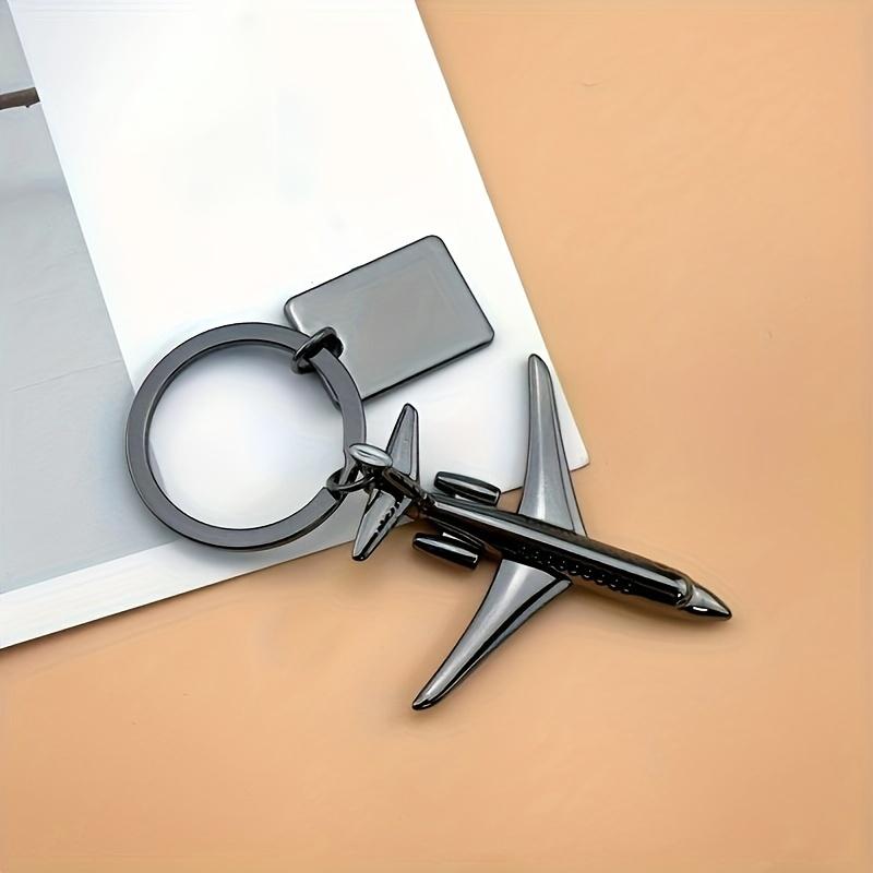 Kreativer Flugzeug Metallmodell Schlüsselanhänger, 3D Modell Flugzeug Mini Schlüsselanhänger, Kreativer Anhänger schwarz