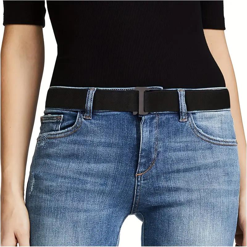 No Show Stretch-Gürtel für Damen, unsichtbarer elastischer Stretch-Gürtel, verstellbarer Riemengürtel mit flacher Schnalle für Jeans, Hosen, Kleider schwarz