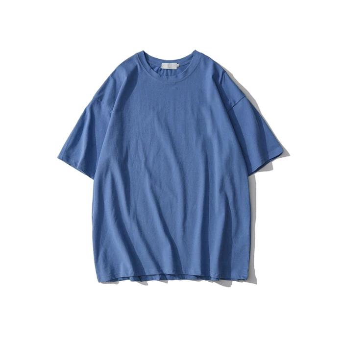 Sommer solide reine Baumwolle T-Shirts Frauen Harajuku Übergroßen Kurzarm y2k Tops Unisex Koreanische Streetwear Casual Basic T-Shirt Weibliche Gute Qualität M luftwaffe blau