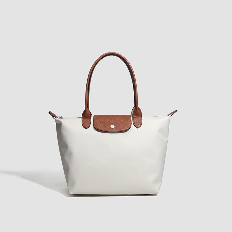 Taschen für Damen, Knödeltaschen aus Nylongewebe, leichte, wasserdichte Tragetaschen, Umhängetaschen mit einer Schulter für Pendler Small size brown