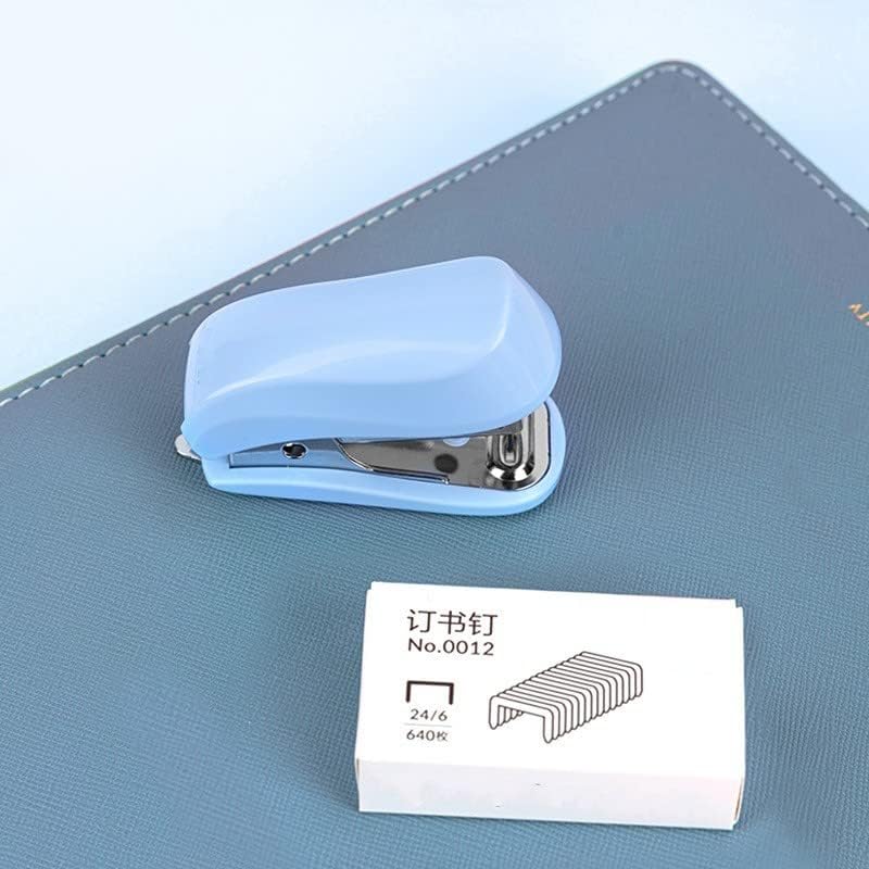 Mini-Hefter mit Heftklammern, kleiner, süßer Hefter für Studenten, Geschenk für die Schule, Bürobedarf blau