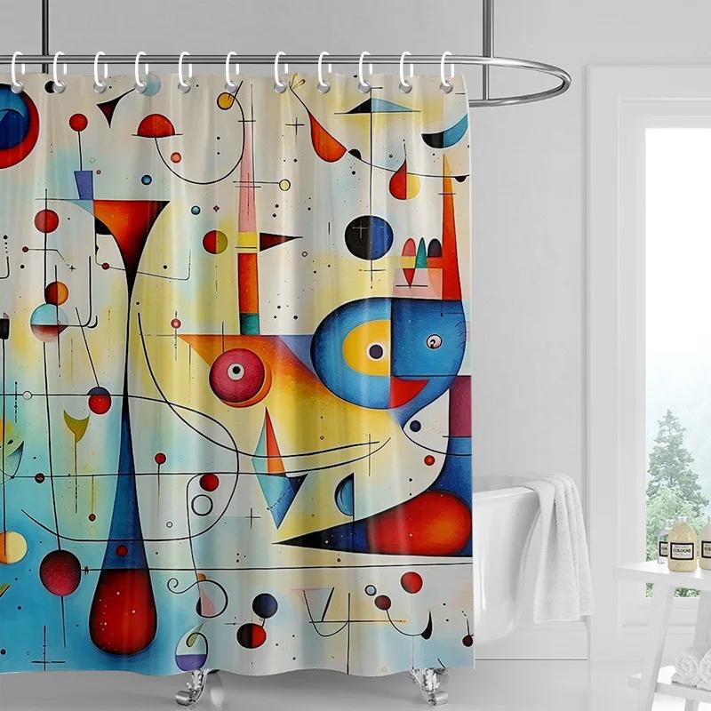 Morandi Bunt Abstraktes Pflanzenmotiv Duschvorhang Wasserdicht Schimmelresistent Nordischer Stil Badezimmer Dekorativer Duschvorhang 180x200cm