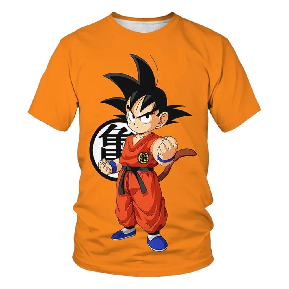 Kinderkleidung Anime Dragon Ball Z T-Shirt Goku Super Saiyajin 3D-Druck Kurzarm Harajuku Männer Tops Tees Jungen Mädchen Kleidung XS