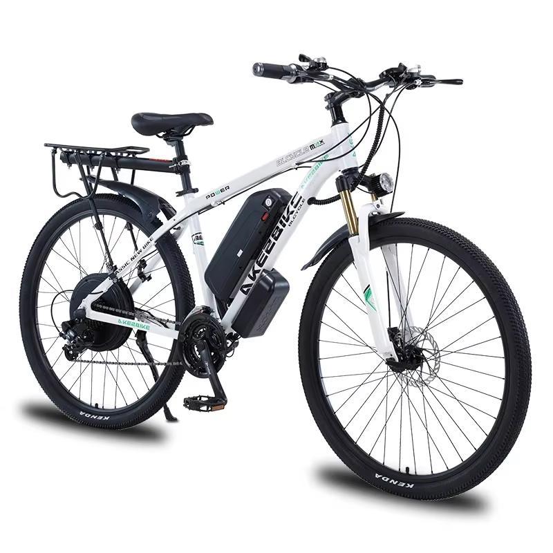 Neues E-Bike AKEZ Aluminiumlegierung Elektrofahrrad 21 Gänge Elektrofahrrad für Erwachsene 29 Zoll Mountainbike 48V13AH Lithium-Batterie 1000W Motor. 1000W(250 label)-48V 13AH weiß