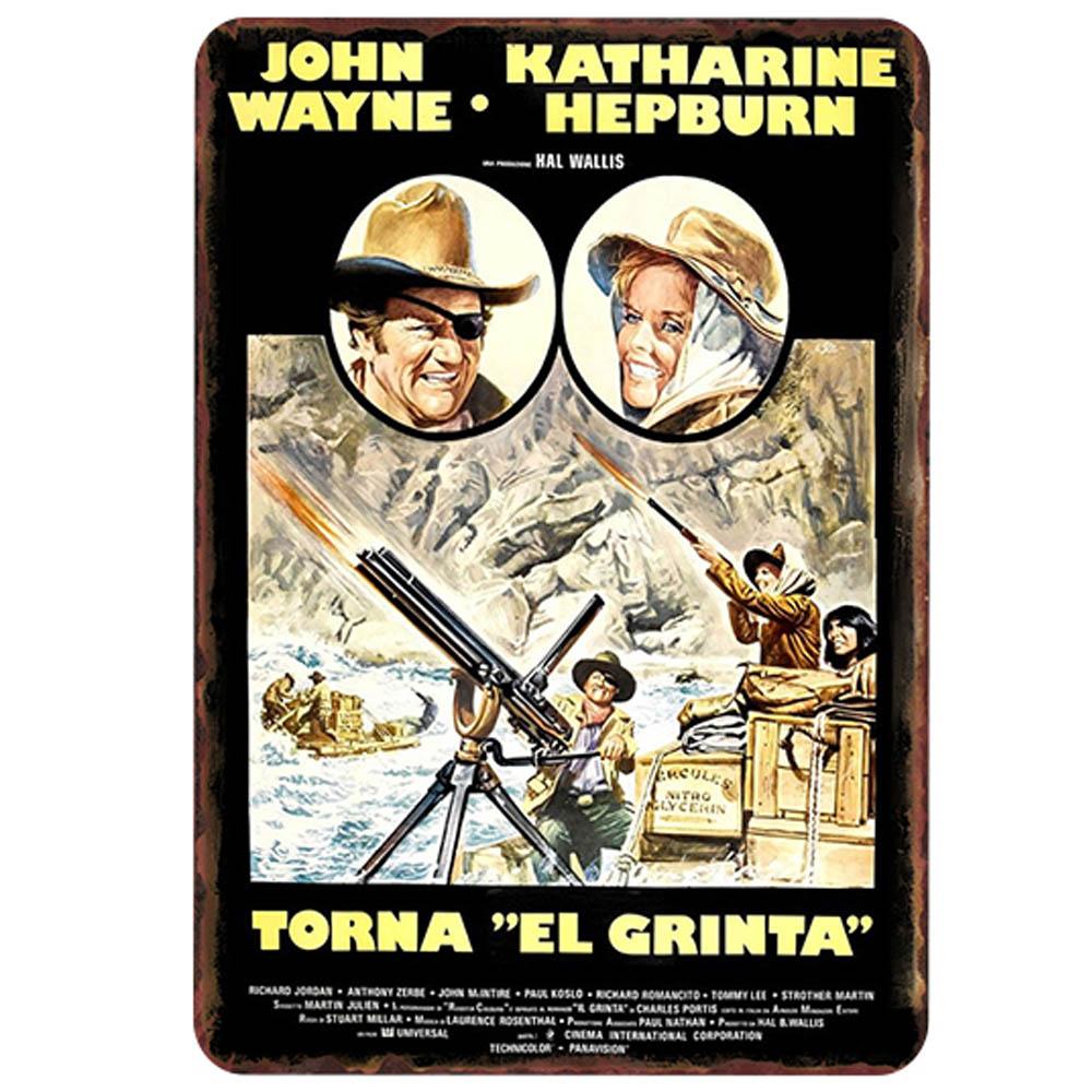 Cowboy John Wayne Vintage Shabby Chic Metall Weißblech Poster Filme Metall Eisen Schilder Retro Pub Bar Kino Wanddekoration 20x30cm 20x30cm(7.8x11.8inch)