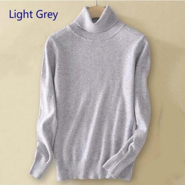 Pullover aus reinem Kaschmirwolle für Damen, gestrickt, Rollkragen, Kaschmirpullover, Pullover, Elastizität, Pull Femme, Stehkragen, Strickpullover 3XL licht grau