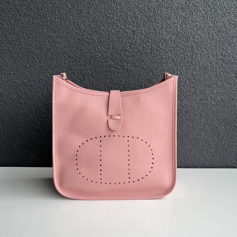 2025 Neue echtes Leder Top-Schicht Rindsleder Litschi-Muster Unisex ausgehöhlte Umhängetasche Echte Leder Damenhandtasche 19cm rosa