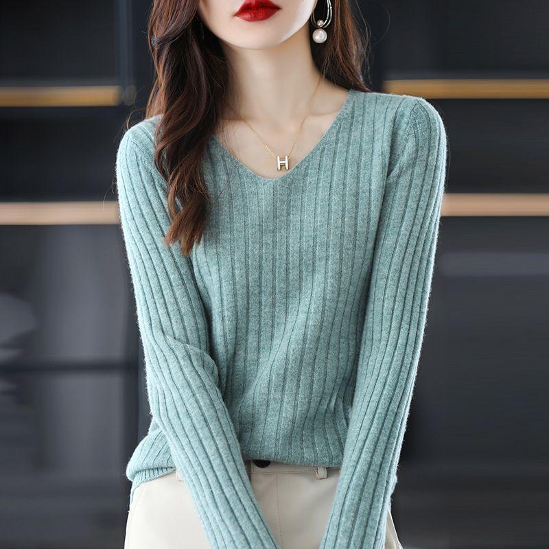 Frauen Pullover Langarm Top Gestrickte Pullover V-ausschnitt Mode Pullover Frau Winter Grundlegende Weibliche Kleidung Soild OL Pullover XXL grün